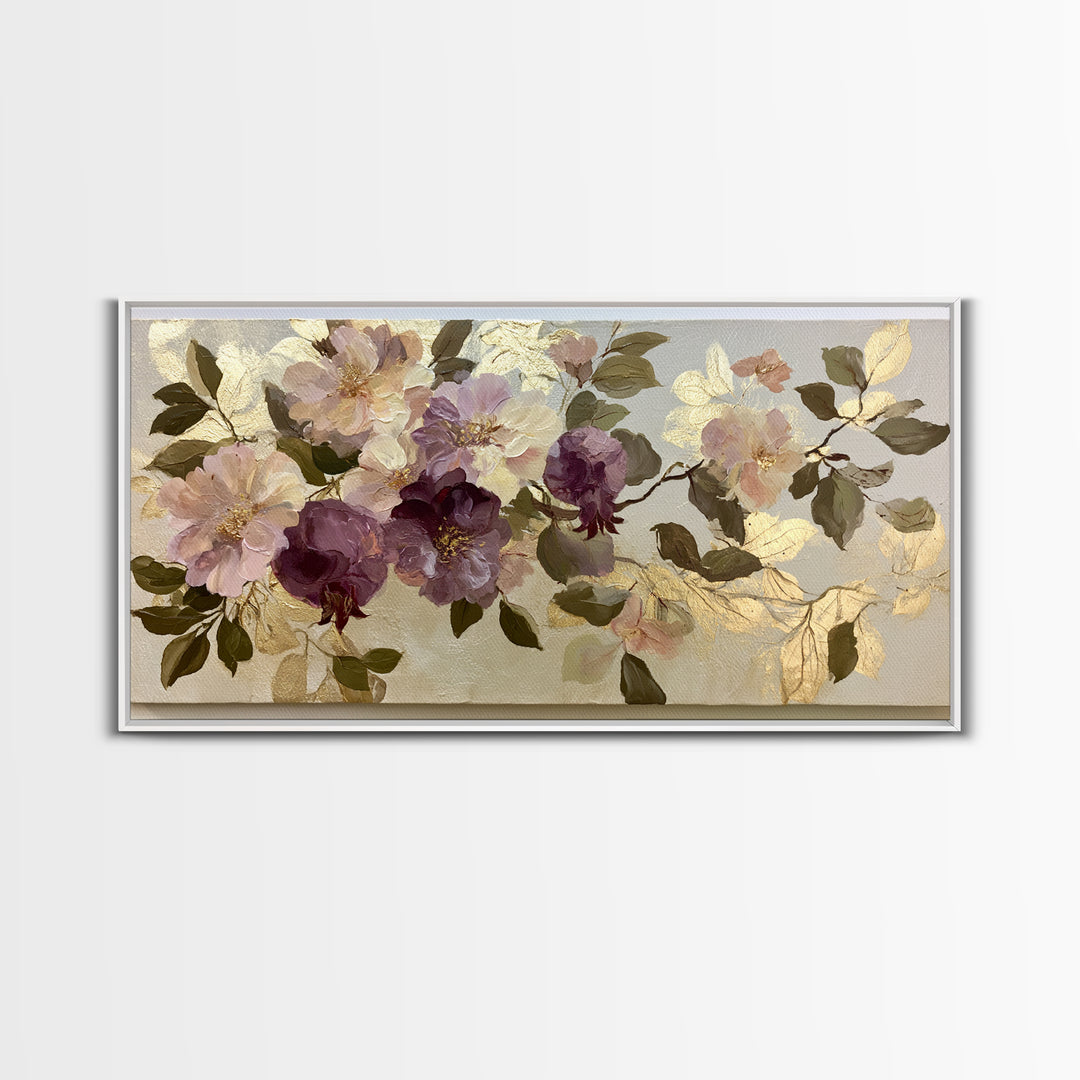 Pomegranate and Gold Leaf Botanical Study Canvas Print, Dining Room Art, Print, Dining Room Decor, Watercolor Art, Dining, DRA-2x1-52