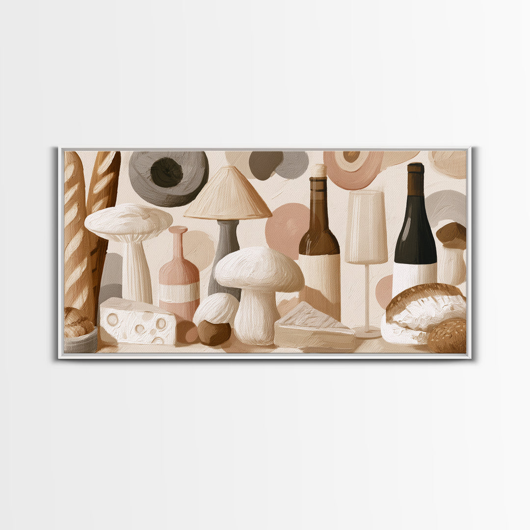 French Bistro Food Illustration Without Text Framed Canvas Print, Dining Room Art, Modern Decor, Dining Room Decor, Dining, DRA-2x1-6
