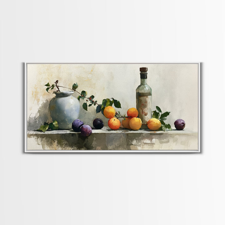 Peach and Plum Still Life Canvas Print, Dining Room Art, Canvas Wall Art, Dining Room Decor, Fine Art, Dining, Modern Wall Art, DRA-2x1-64