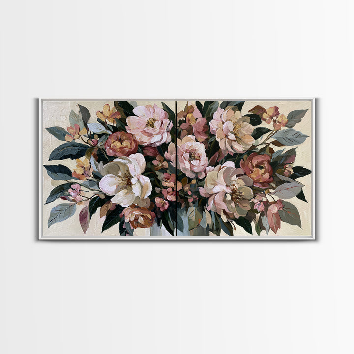 Large Expressive Flower Vase Canvas Print, Dining Room Art, Abstract Art, Dining Room Decor, Watercolor Art, Dining, DRA-2x1-68
