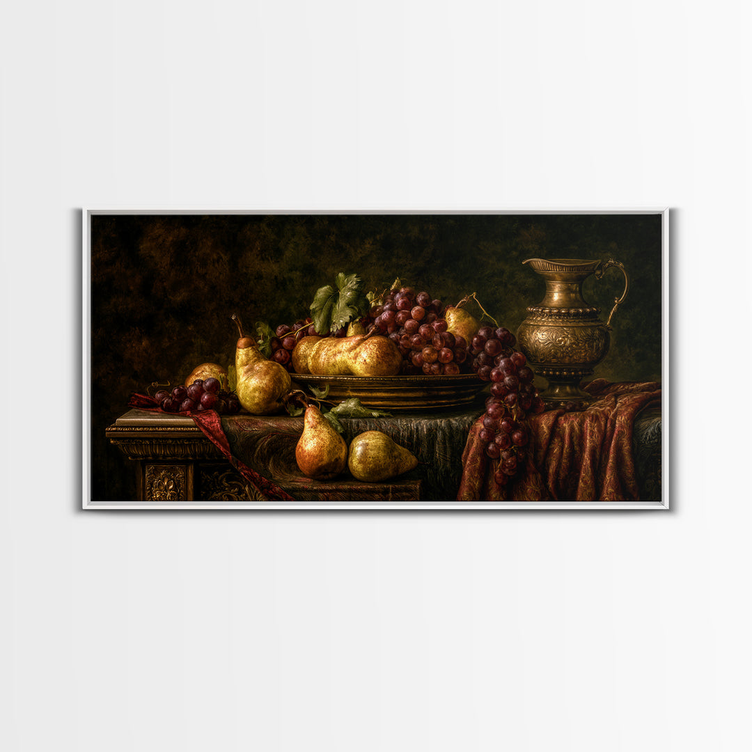 Classical Fruit Still Life Canvas Print, Dining Room Art, Large Wall Art, Dining Room Decor, Dining, Watercolor Painting, DRA-2x1-69