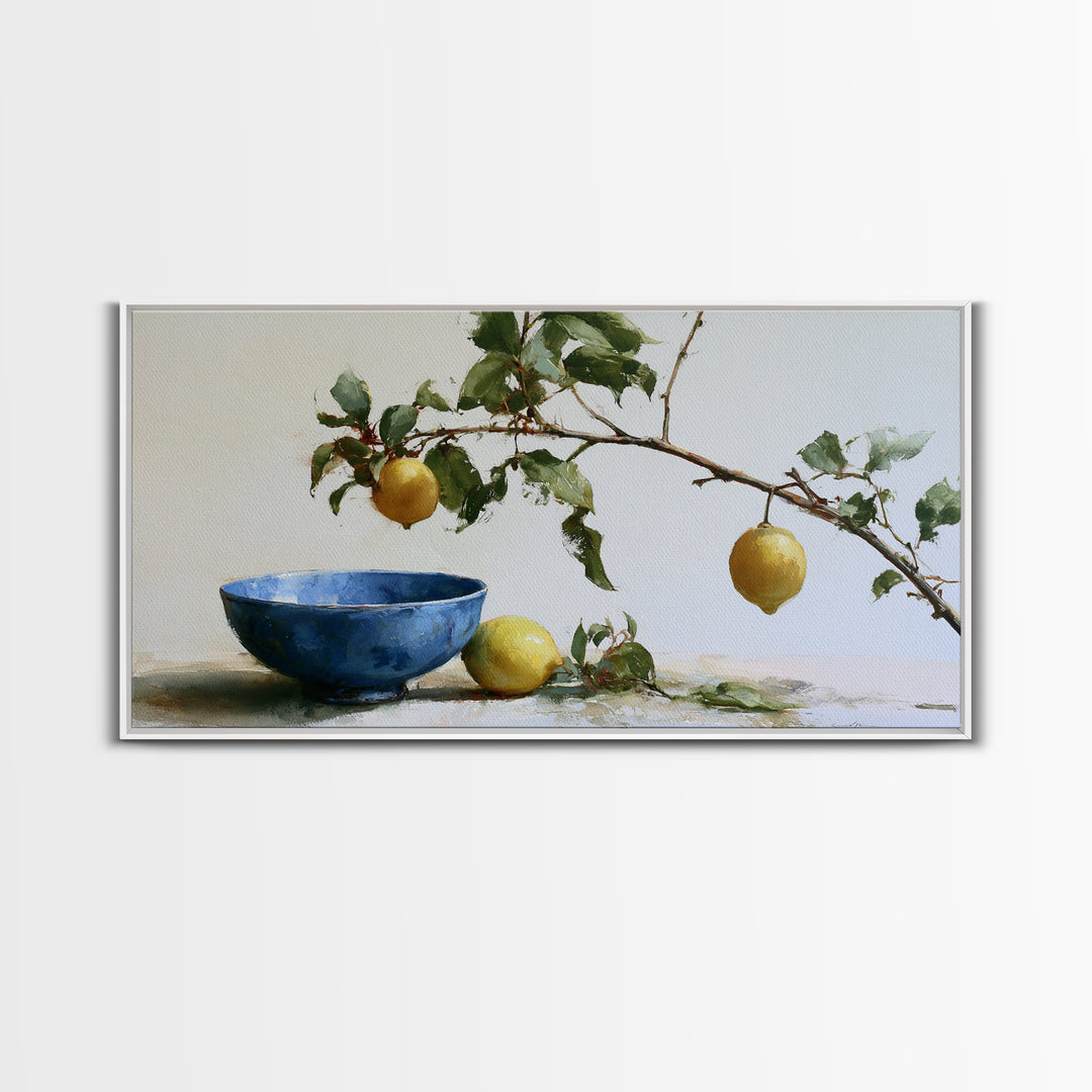 Italian Lemon Branch Canvas Print, Dining Room Art, Wall Art, Dining Room Decor, Watercolor Art, Dining, Printable Art, DRA-2x1-73
