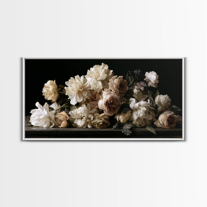 Moody Dark Background Bouquet for Formal Dining Canvas Print, Dining Room Art, Set of 3 Prints, Dining Room Decor, Dining, DRA-2x1-79