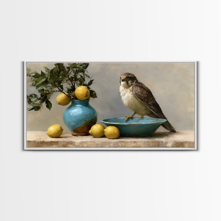 Italian Lemon Branch Framed Canvas Print, Dining Room Art, Canvas Wall Art, Dining Room Decor, Watercolor Art, Dining, DRA-2x1-97