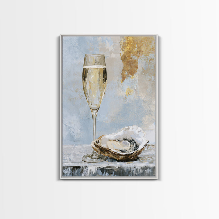 Elegant Oyster and Champagne Still Life Canvas Print, Dining Room Art, Bedroom Wall Art, Dining Room Decor, Fine Art, Dining, DRA-2x3-15