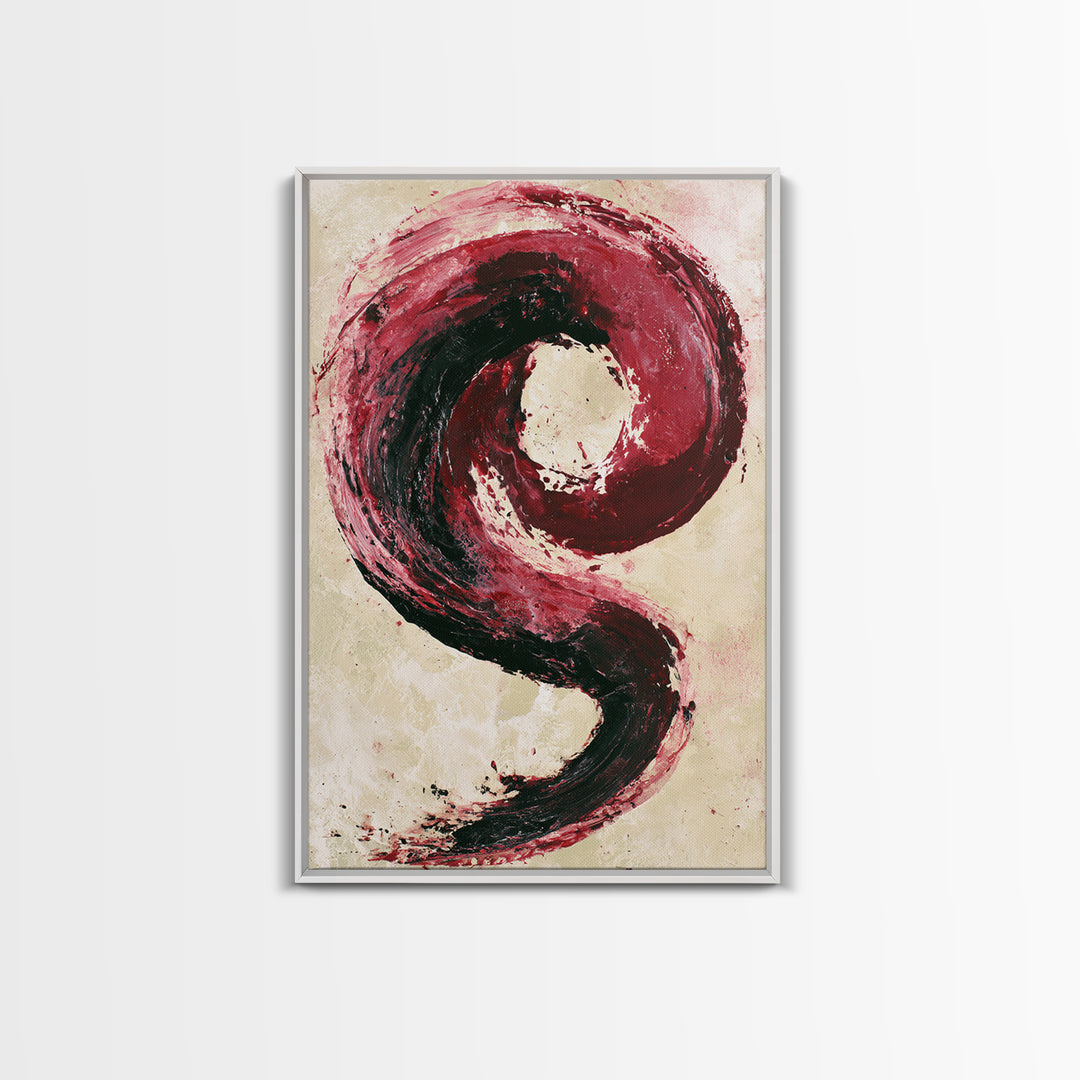Abstract Red Wine Swirl Framed Canvas Print, Dining Room Art, Gallery Decor, Dining Room Decor, Dining, Minimalist Decor, DRA-2x3-2