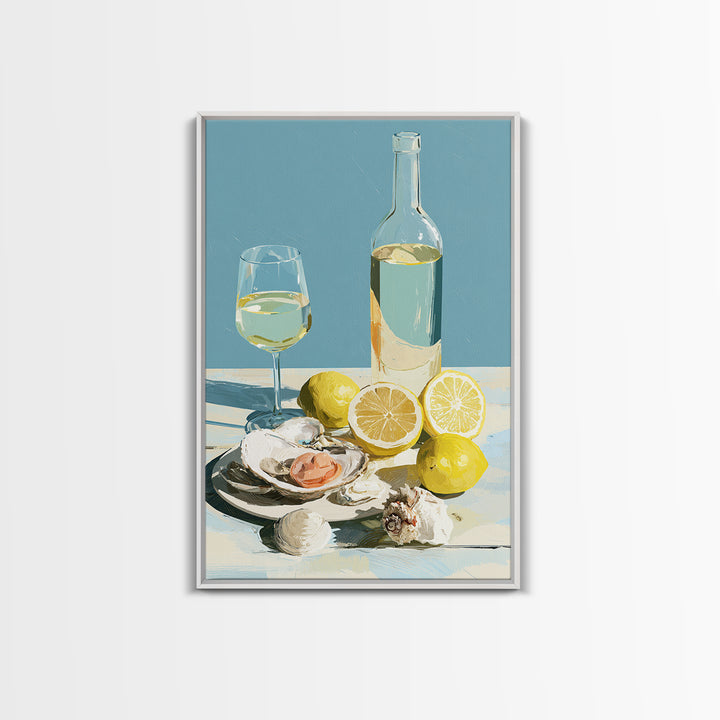Shellfish and Lemon Still Life Framed Canvas Print, Dining Room Art, Living Room Decor, Dining Room Decor, Fine Art, Dining, DRA-2x3-24