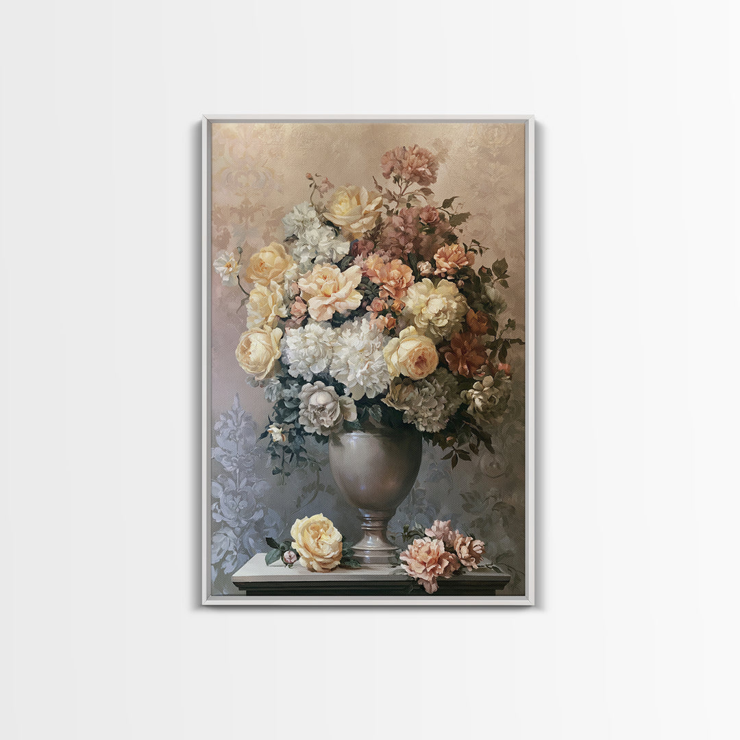 Classic Dutch Feast Arrangement Framed Canvas Print, Dining Room Art, Watercolor Painting, Dining Room Decor, Fine Art, Dining, DRA-2x3-3