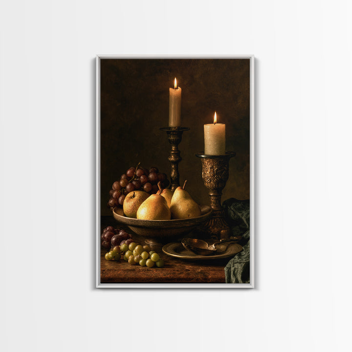 Classical Fruit Still Life Framed Canvas Print, Dining Room Art, Wall Art, Dining Room Decor, Watercolor Art, Dining, DRA-2x3-33