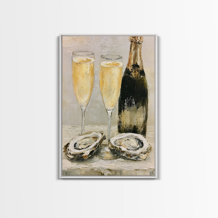 Elegant Oyster and Champagne Still Life Canvas Print, Dining Room Art, Wall Decor, Dining Room Decor, Fine Art, Dining, DRA-2x3-39