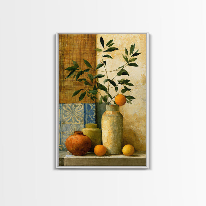Mediterranean Olive Branch and Citrus Arrangement Canvas Print, Dining Room Art, Bedroom Wall Art, Dining Room Decor, Dining, DRA-2x3-44