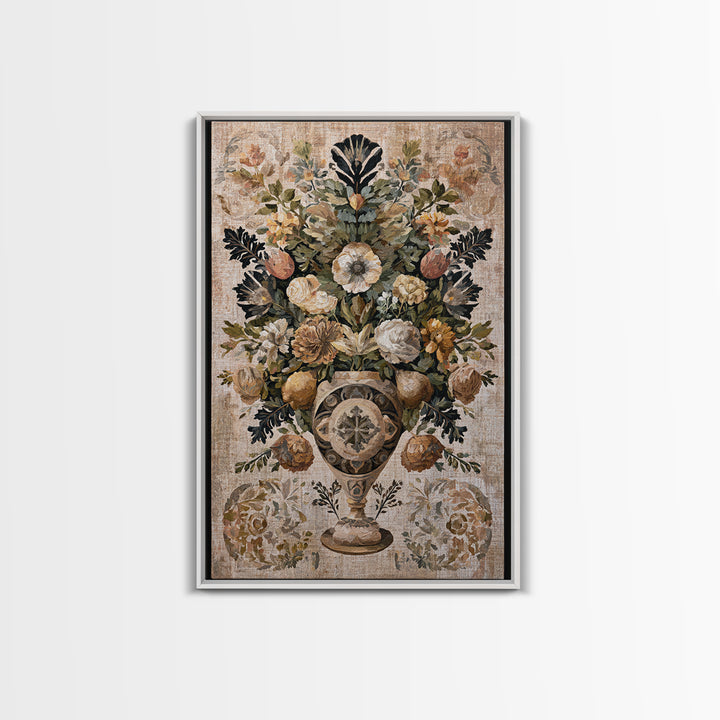 Classic Dutch Feast Arrangement Framed Canvas Print, Dining Room Art, Food Art, Dining Room Decor, Oil Painting, Dining, DRA-2x3-51