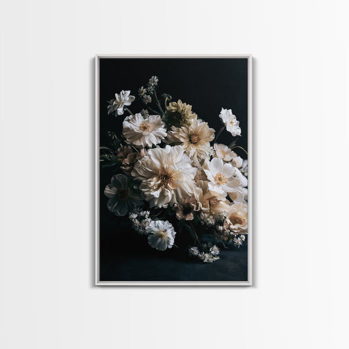 Moody Dark Background Bouquet for Formal Dining Canvas Print, Dining Room Art, Luxury Decor, Dining Room Decor, Dining, DRA-2x3-67