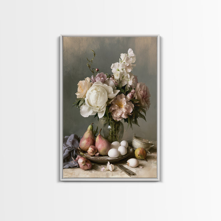 Classic Dutch Feast Arrangement Framed Canvas Print, Dining Room Art, Room Decor, Dining Room Decor, Fine Art, Dining, DRA-2x3-75