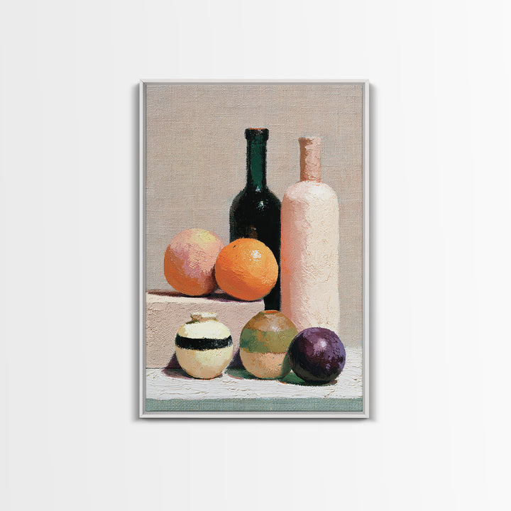 Peach and Plum Still Life Framed Canvas Print, Dining Room Art, Canvas Wall Art, Dining Room Decor, Fine Art, Dining, DRA-2x3-76