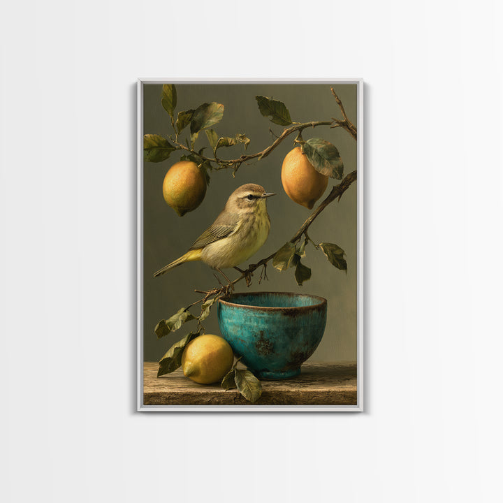 Italian Lemon Branch Framed Canvas Print, Dining Room Art, Abstract Art, Dining Room Decor, Oil Painting, Dining, DRA-2x3-85