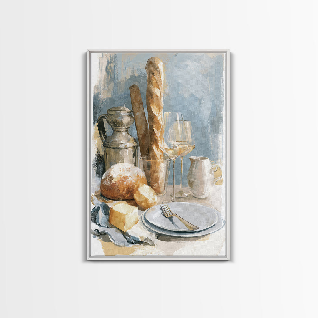 French Bistro Food Illustration Without Text Framed Canvas Print, Dining Room Art, Home Decor, Dining Room Decor, Dining, DRA-2x3-90