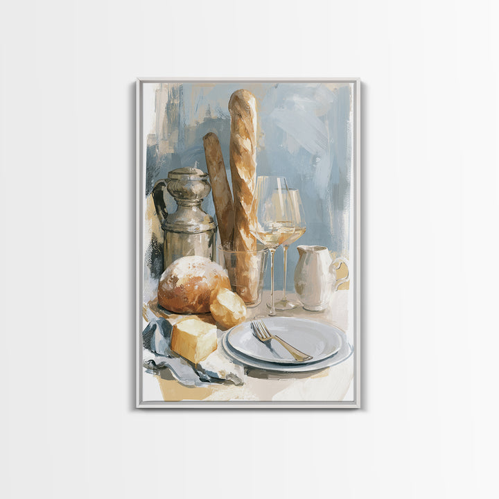 French Bistro Food Illustration Without Text Framed Canvas Print, Dining Room Art, Home Decor, Dining Room Decor, Dining, DRA-2x3-90