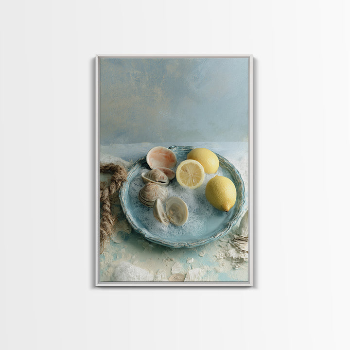Shellfish and Lemon Still Life Canvas Print, Dining Room Art, Contemporary Art, Dining Room Decor, Fine Art, Dining, DRA-2x3-96