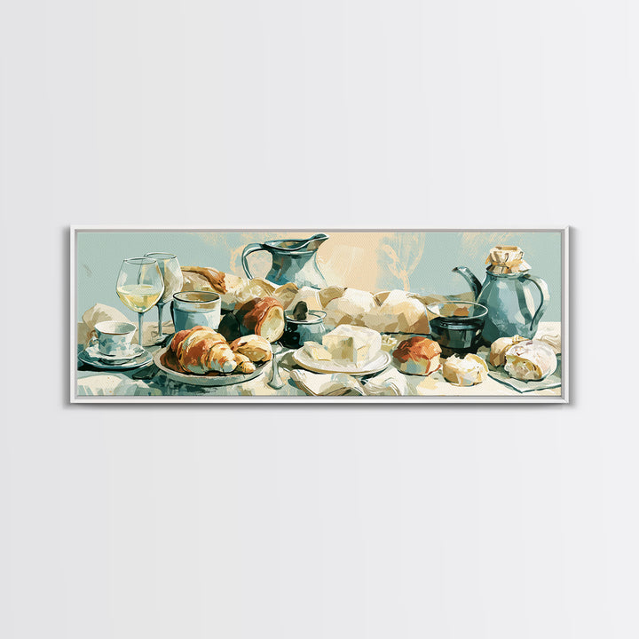 French Bistro Food Illustration Without Text Framed Canvas Print, Dining Room Art, Wall Art, Dining Room Decor, Dining, DRA-3x1-2