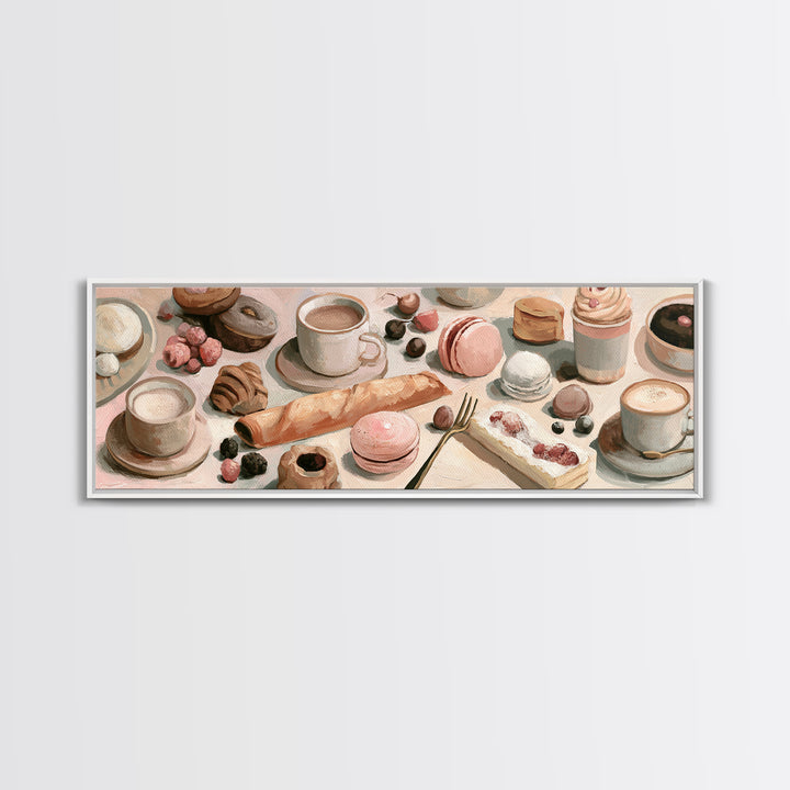 French Bistro Food Illustration Without Text Canvas Print, Dining Room Art, Canvas Wall Art, Dining Room Decor, Watercolor Art, DRA-3x1-50
