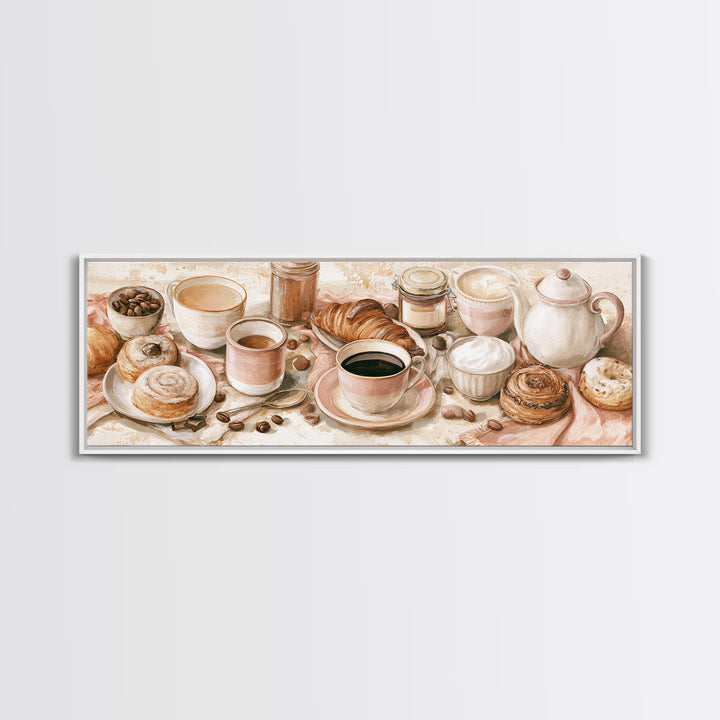 Coffee and Pastry Scene for Breakfast Nook Canvas Print, Dining Room Art, Modern Wall Art, Dining Room Decor, Fine Art, Dining, DRA-3x1-54