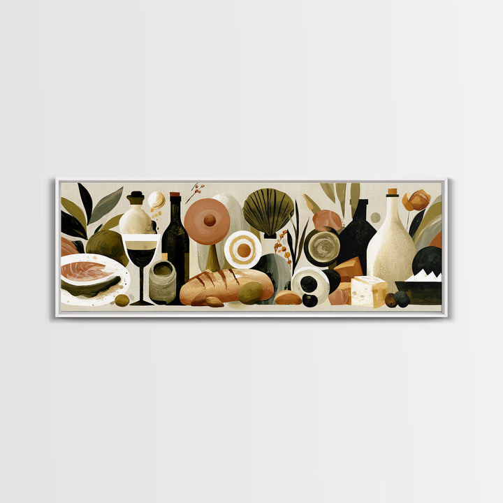 French Bistro Food Illustration Without Text Canvas Print, Dining Room Art, Watercolor Painting, Dining Room Decor, Dining, DRA-3x1-98