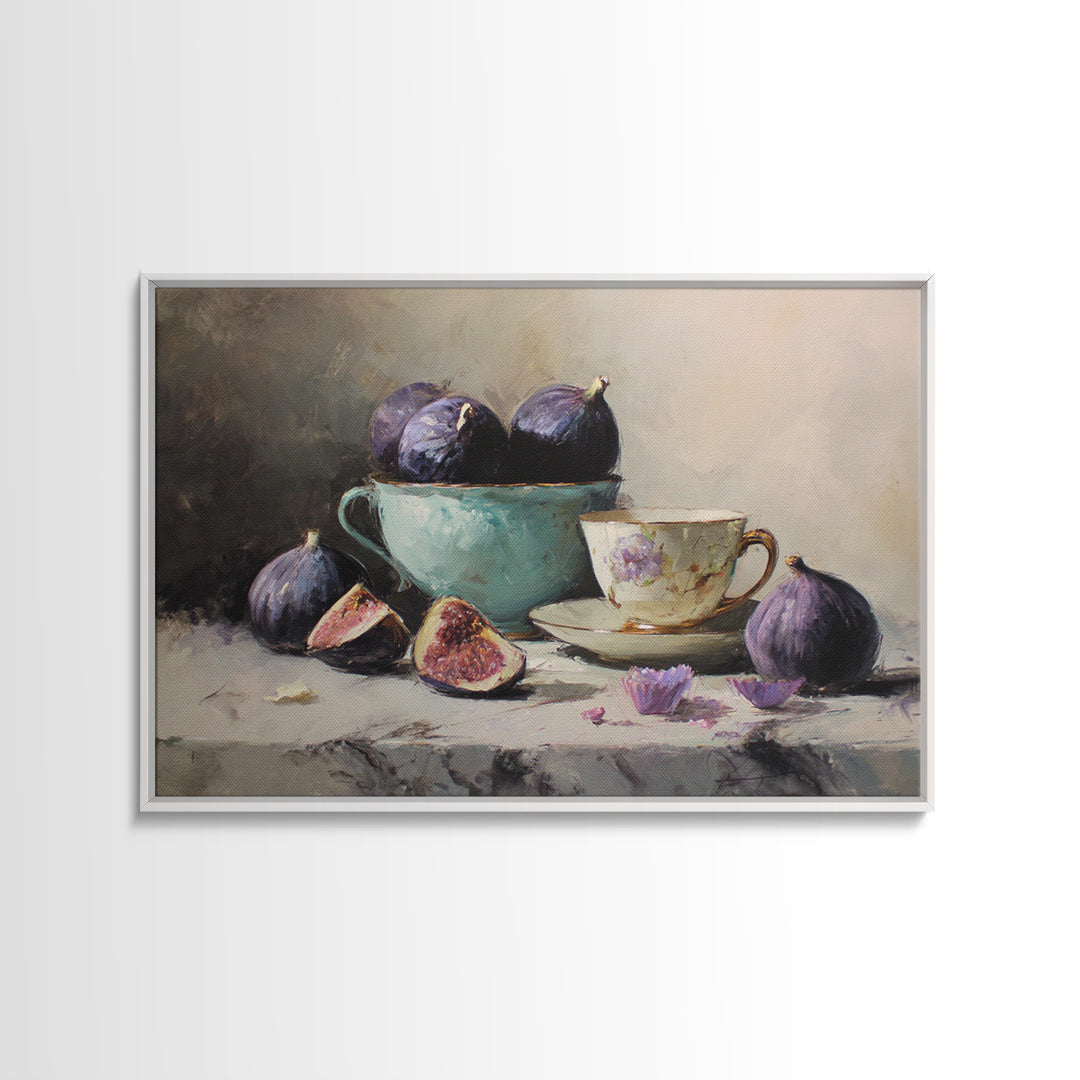 Pomegranate and Gold Leaf Botanical Study Canvas Print, Dining Room Art, Print, Dining Room Decor, Oil Painting, Dining, DRA-3x2-12
