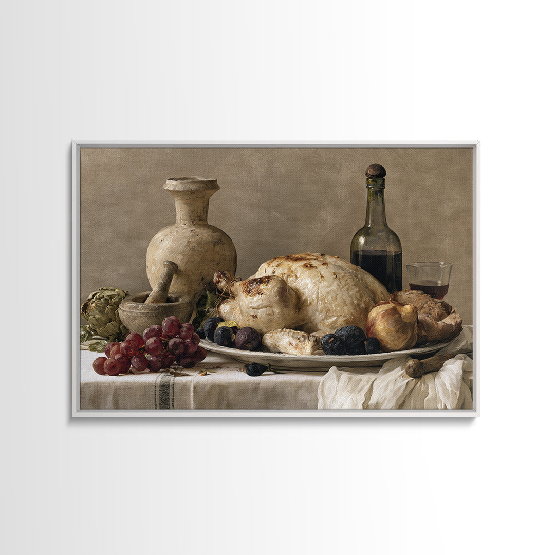 Classic Dutch Feast Arrangement Framed Canvas Print, Dining Room Art, Canvas Wall Art, Dining Room Decor, Fine Art, Dining, DRA-3x2-23