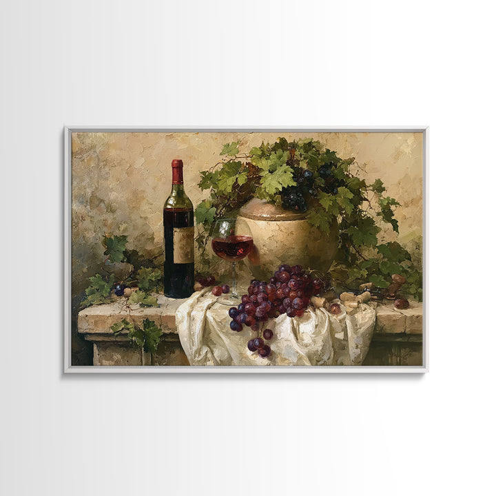 Botanical Grapevine with Leaves and Fruit Framed Canvas Print, Dining Room Art, Kitchen Wall Art, Dining Room Decor, Dining, DRA-3x2-25