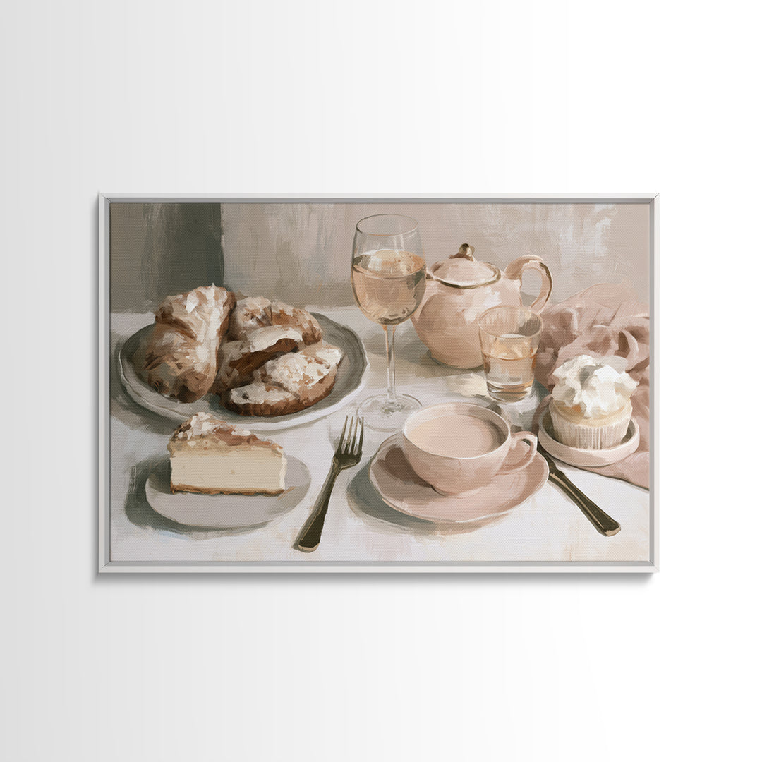 French Bistro Food Illustration Without Text Canvas Print, Dining Room Art, Abstract Art, Dining Room Decor, Fine Art, Dining, DRA-3x2-38