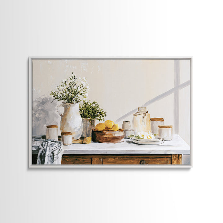 Sunlit Farmhouse Table Objects Without Room View Canvas Print, Dining Room Art, Living Room Decor, Dining Room Decor, Dining, DRA-3x2-45