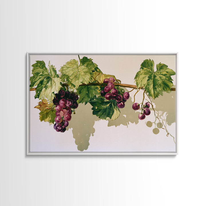 Botanical Grapevine with Leaves and Fruit Canvas Print, Dining Room Art, Abstract Wall Art, Dining Room Decor, Oil Painting, DRA-3x2-49