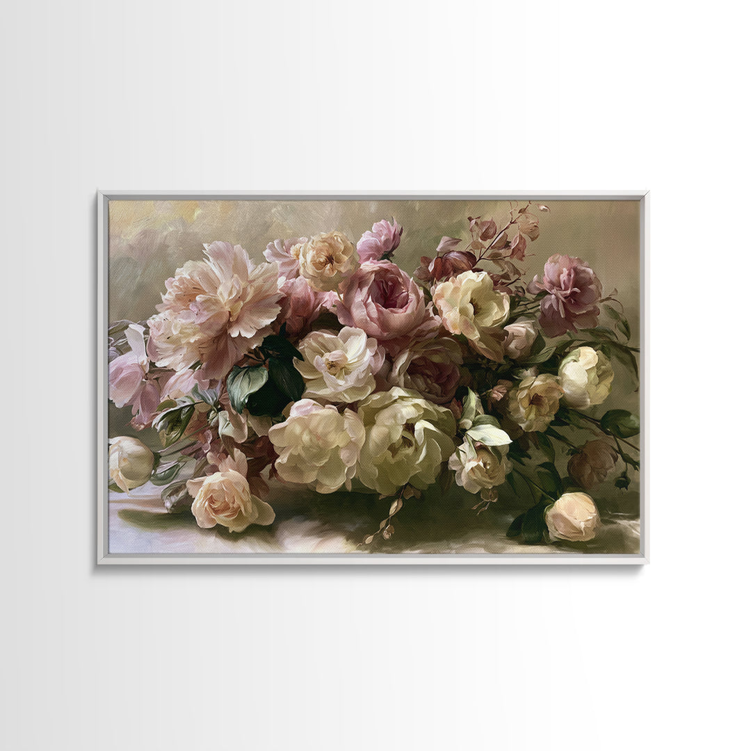 Large Floral Centerpiece Canvas Print, Dining Room Art, Kitchen Wall Art, Dining Room Decor, Oil Painting, Dining, DRA-3x2-54