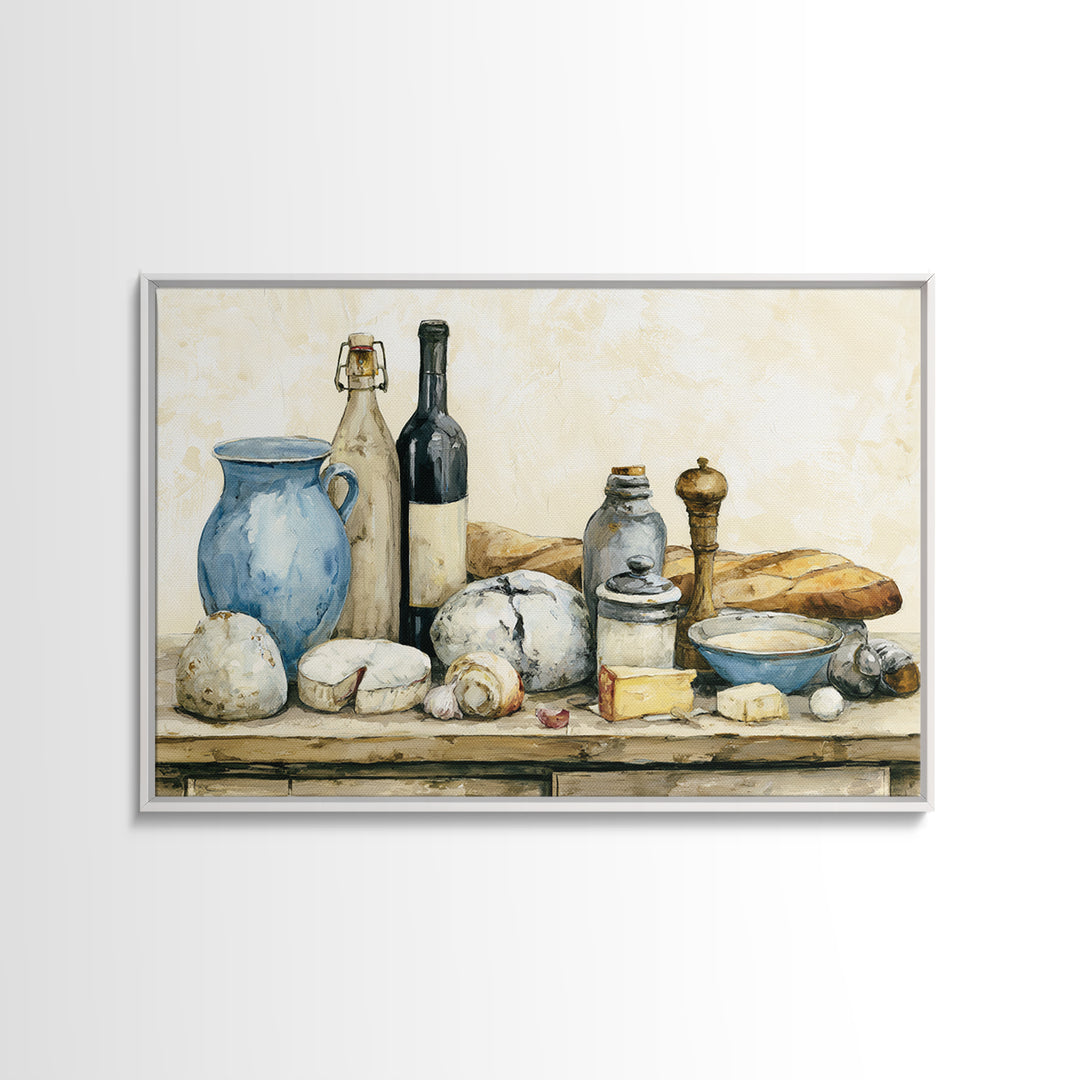 French Bistro Food Illustration Without Text Canvas Print, Dining Room Art, Abstract Art, Dining Room Decor, Fine Art, Dining, DRA-3x2-62