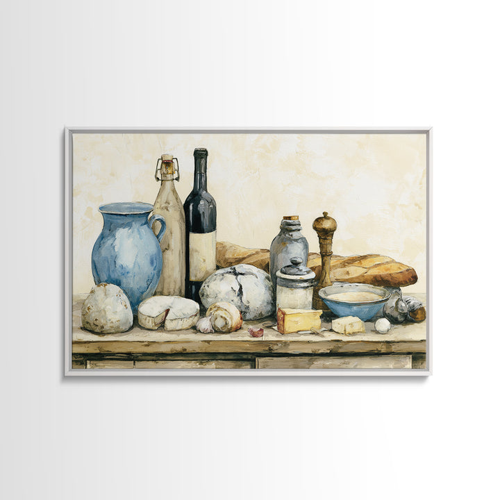 French Bistro Food Illustration Without Text Canvas Print, Dining Room Art, Abstract Art, Dining Room Decor, Fine Art, Dining, DRA-3x2-62