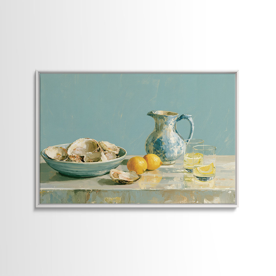 Shellfish and Lemon Still Life Canvas Print, Dining Room Art, Set of 3 Prints, Dining Room Decor, Dining, Fine Art Print, DRA-3x2-68