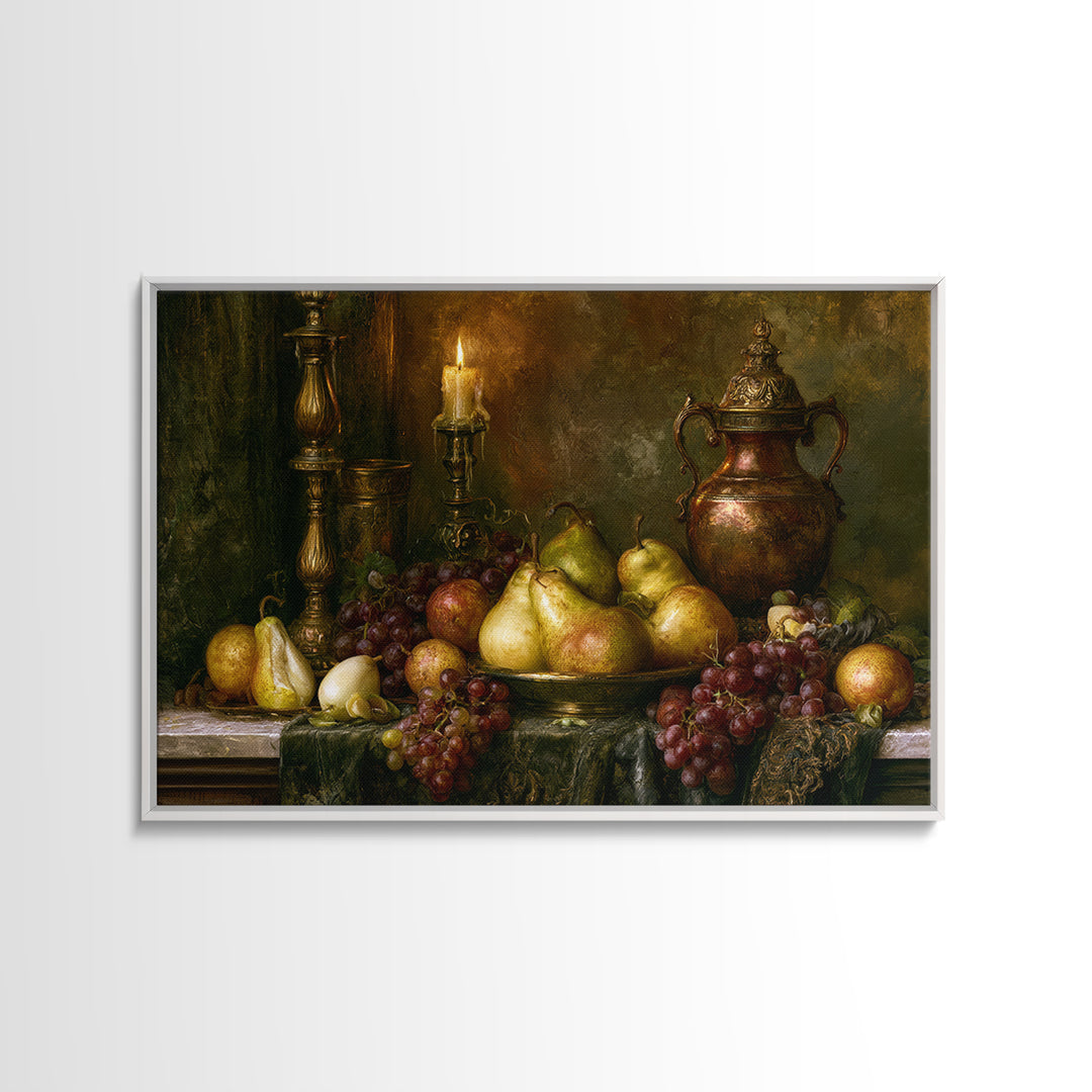Classical Fruit Still Life Framed Canvas Print, Dining Room Art, Kitchen Wall Decor, Dining Room Decor, Fine Art, Dining, DRA-3x2-77