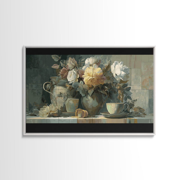 Italian Lemon Branch Framed Canvas Print, Dining Room Art, Abstract Art, Dining Room Decor, Oil Painting, Dining, DRA-3x2-9