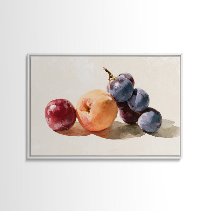 Peach and Plum Still Life Framed Canvas Print, Dining Room Art, Food Art, Dining Room Decor, Fine Art, Dining, DRA-3x2-96
