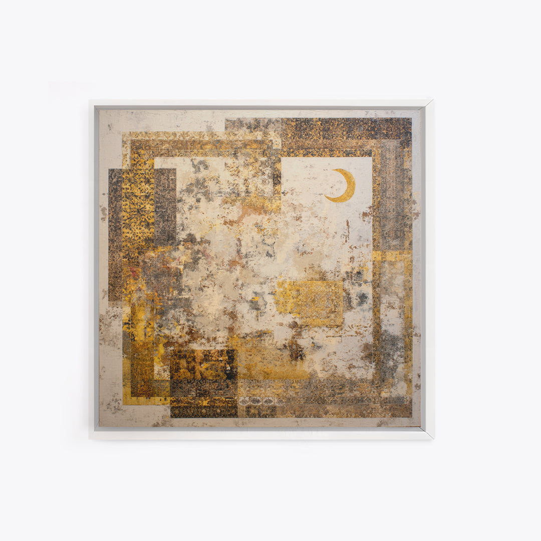 Abstract Shapes Layered Framed Canvas Print, Eclectic Art, Boho Decor, Living Room Decor, Abstract Art, Eclectic, Home Decor, ECL-1x1-100
