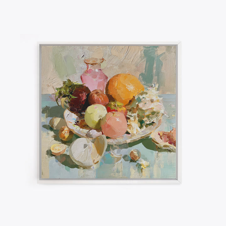Bold Maximalist Still Life Framed Canvas Print, Eclectic Art, Modern Decor, Living Room Decor, Oil Painting, Eclectic, ECL-1x1-51