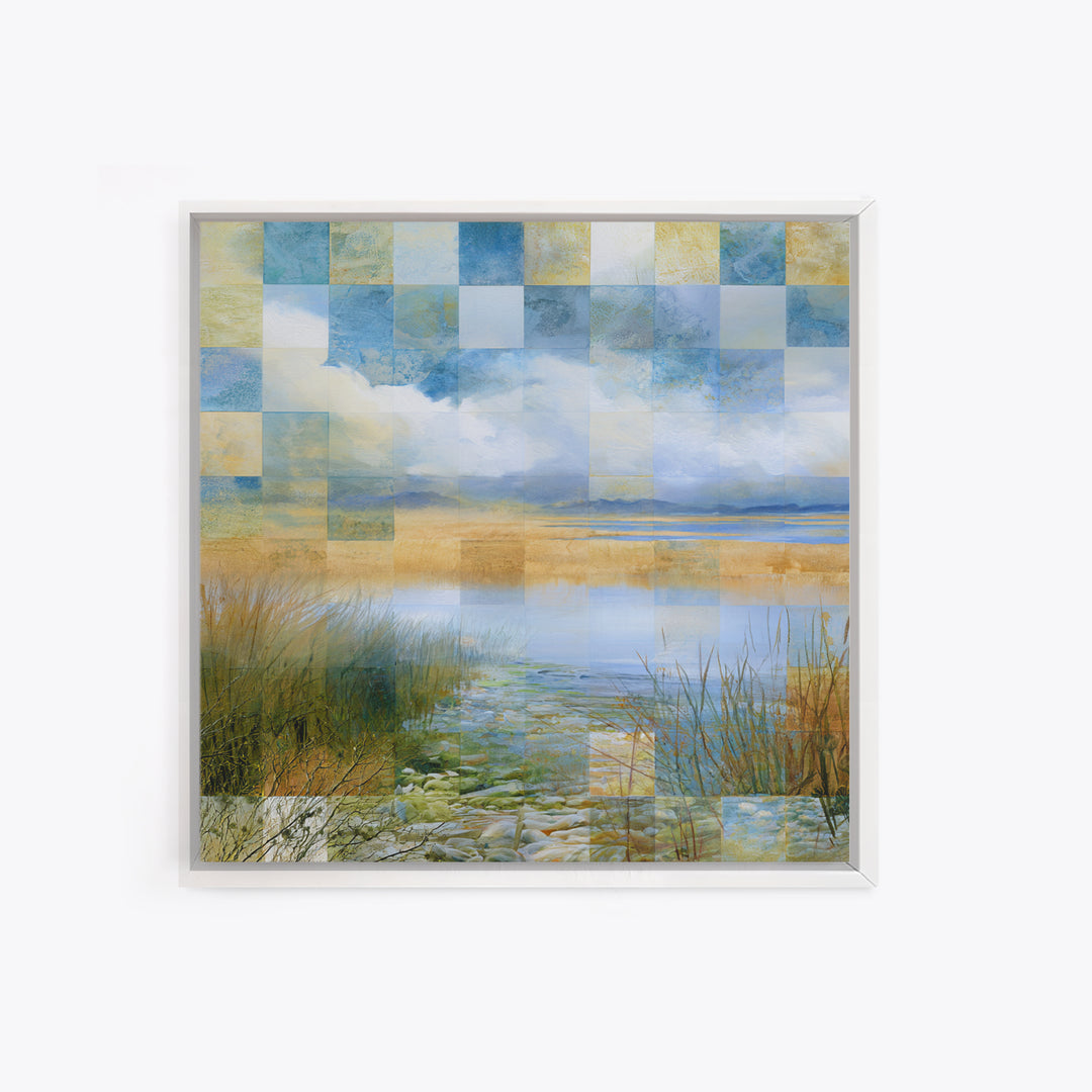 Playful Checkerboard Landscape Framed Canvas Print, Eclectic Art, Printable Wall Art, Living Room Decor, Fine Art, Eclectic, ECL-1x1-57