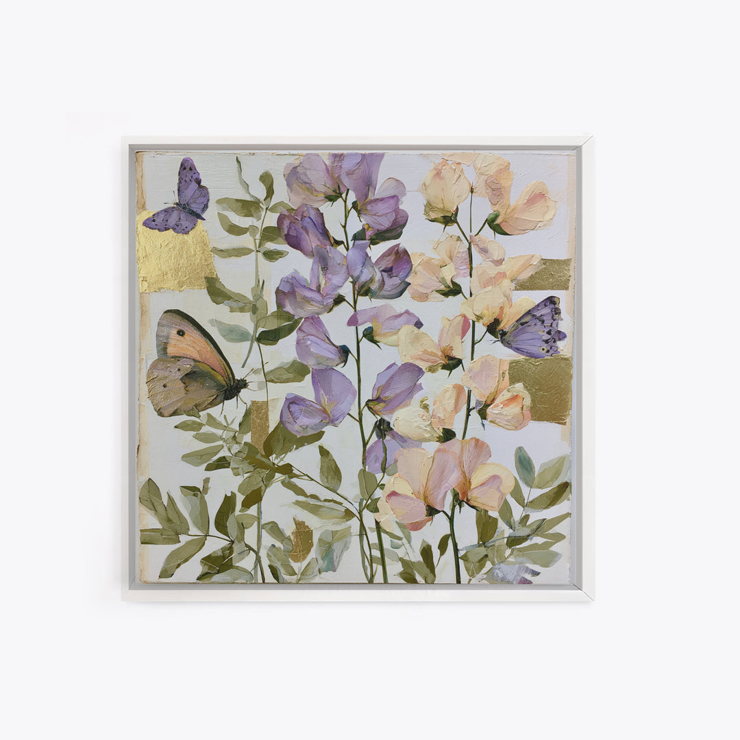 Botanical Collage with Butterflies and Old Paper Canvas Print, Eclectic Art, Digital Prints, Living Room Decor, Eclectic, ECL-1x1-61