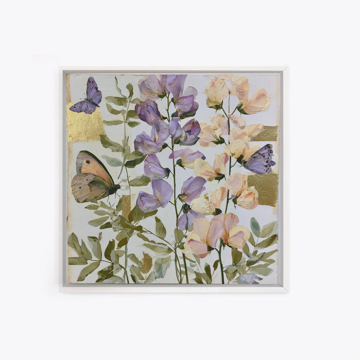 Botanical Collage with Butterflies and Old Paper Canvas Print, Eclectic Art, Digital Prints, Living Room Decor, Eclectic, ECL-1x1-61
