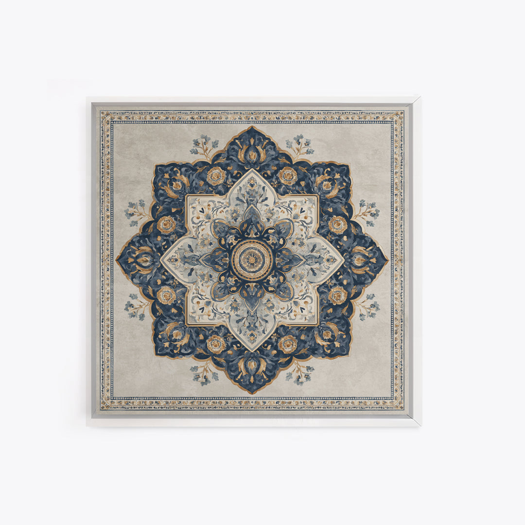 Layered Tapestry Pattern Framed Canvas Print, Eclectic Art, Portrait, Living Room Decor, Fine Art, Eclectic, Modern Decor, ECL-1x1-64
