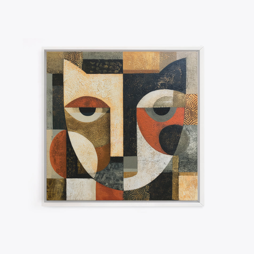 Abstract Mask with Playful Textures Framed Canvas Print, Eclectic Art, Printable Art, Living Room Decor, Fine Art, Eclectic, ECL-1x1-68