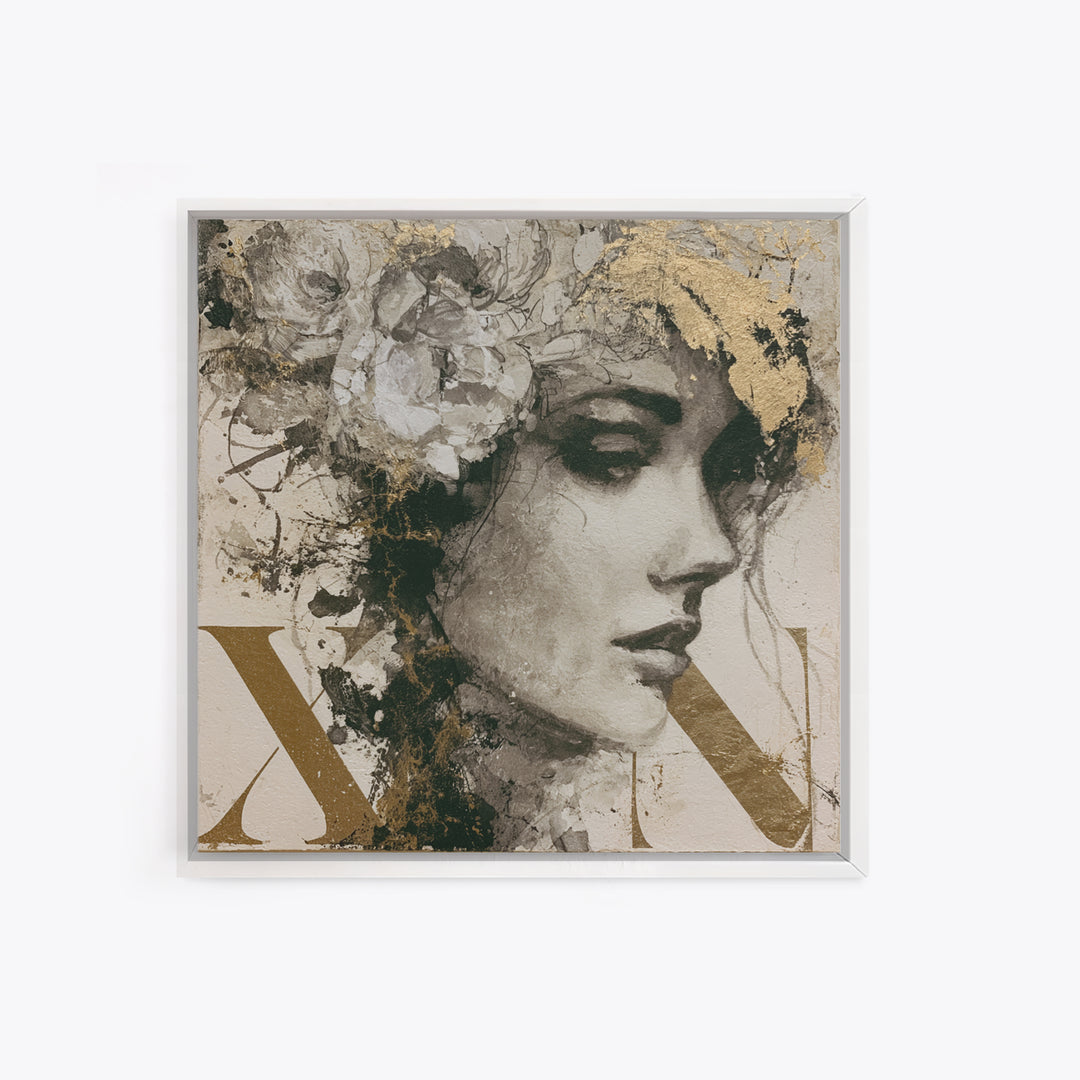 Mixed Media Woman Framed Canvas Print, Eclectic Art, Art Print, Living Room Decor, Oil Painting, Eclectic, Portrait, ECL-1x1-8