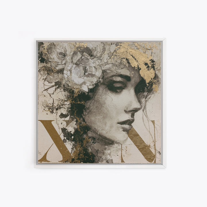 Mixed Media Woman Framed Canvas Print, Eclectic Art, Art Print, Living Room Decor, Oil Painting, Eclectic, Portrait, ECL-1x1-8