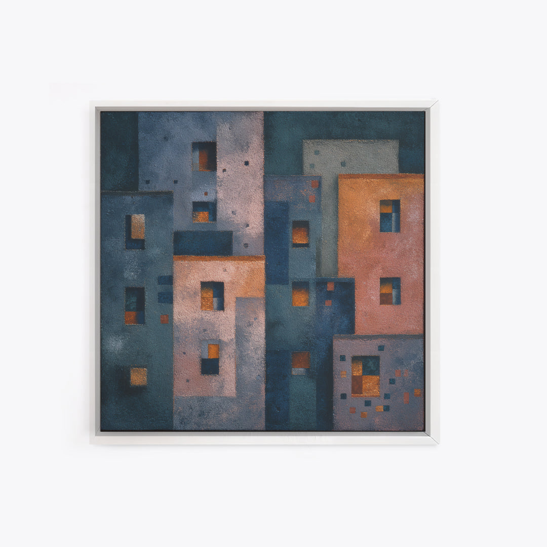 Playful Checkerboard Landscape Canvas Print, Eclectic Art, Boho, Living Room Decor, Oil Painting, Eclectic, Unique Wall Art, ECL-1x1-81